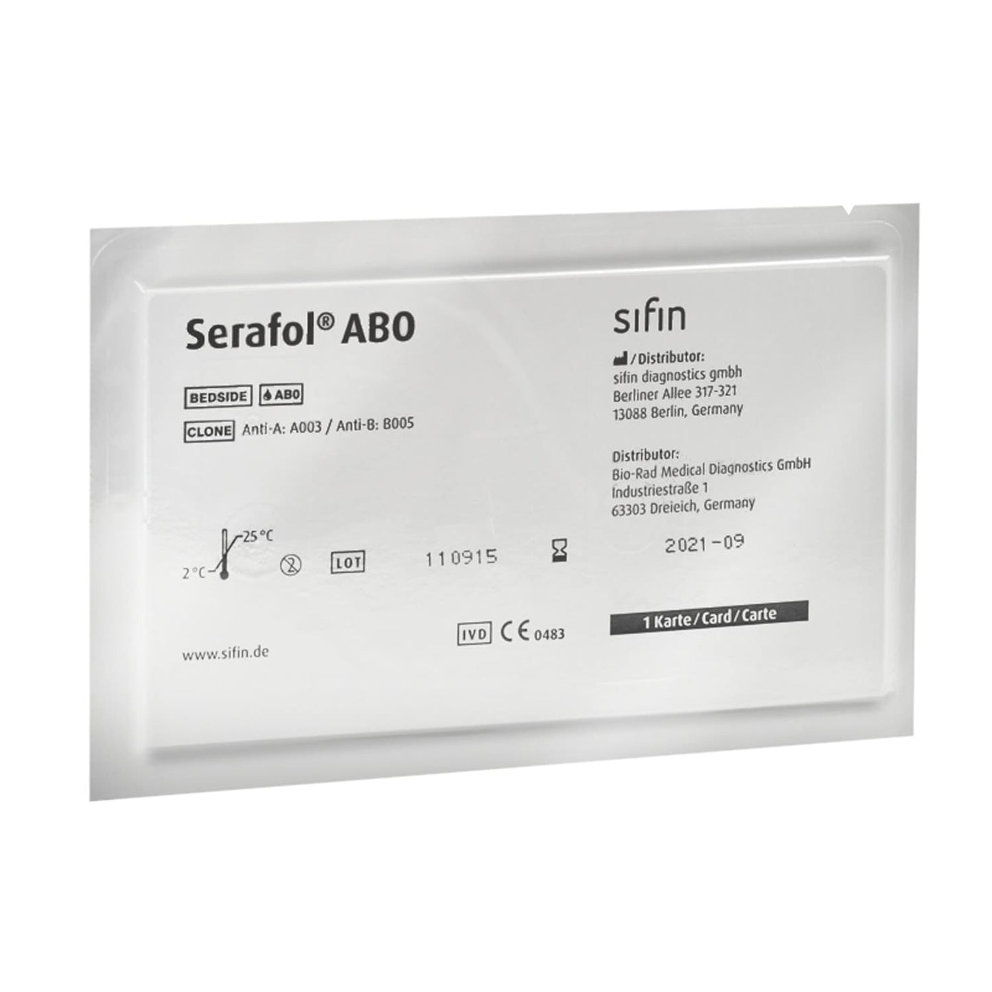 Serafol AB0 Bedside Cards 50 Kits