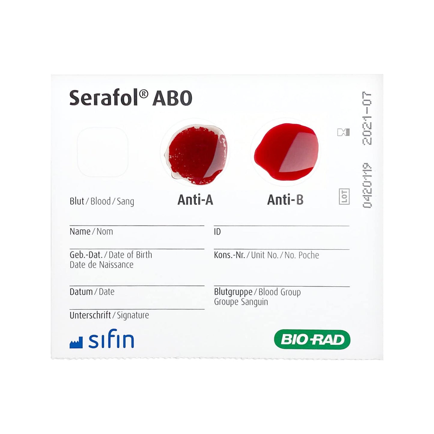 Serafol AB0 Bedside Cards 10 Kits